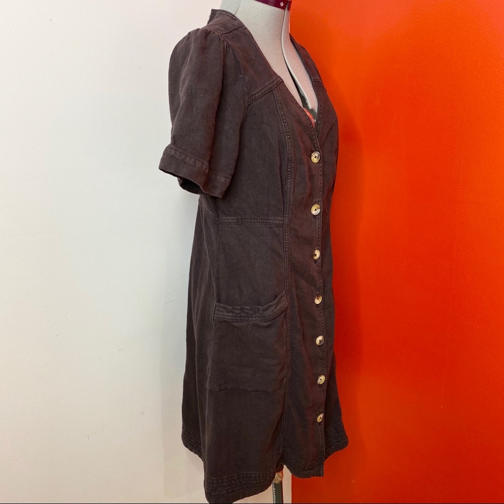 Anthropologie Black Button-Front Mini Dress - Picture 6 of 7